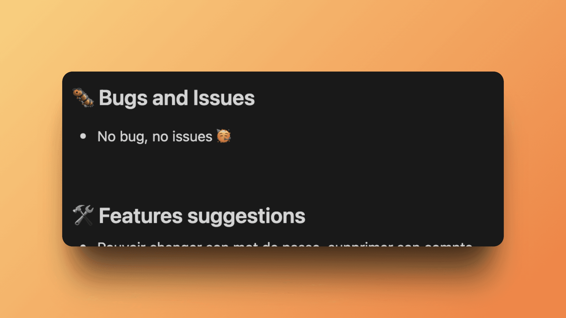 The private review section, empty!